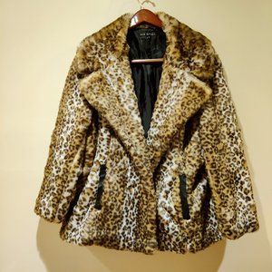 Via Spiga Faux Fur Leopard Short Coat